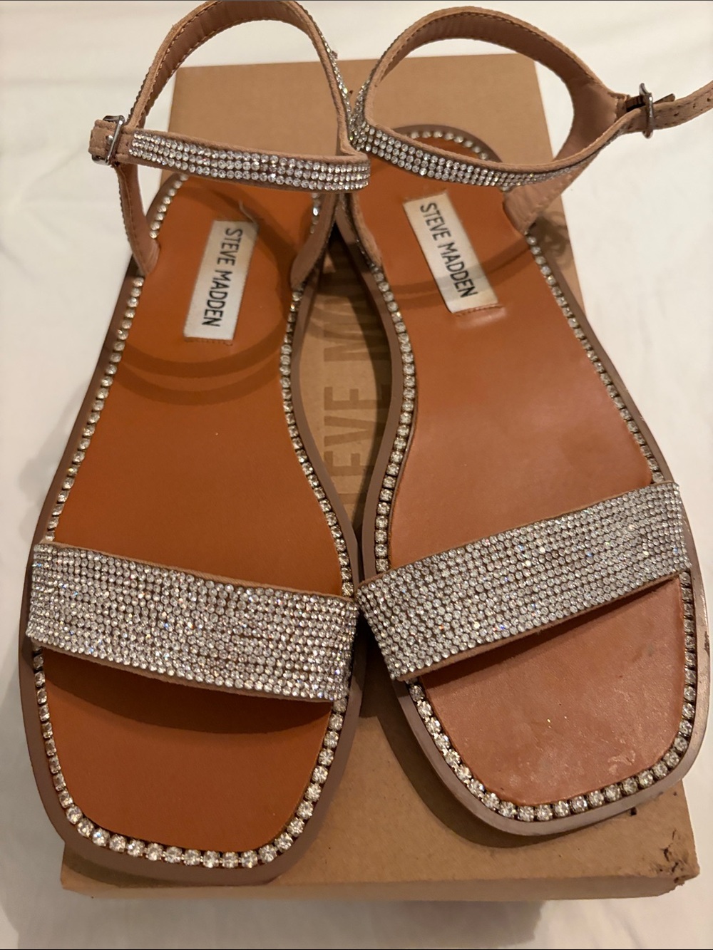 Steve Madden Nude Crystal Strap Sandals